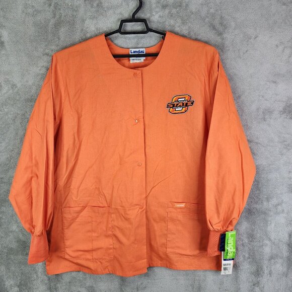 Landau Oklahoma State University Orange Scrub Lab Jacket Long Sleeve Size 2XL - Picture 2 of 10
